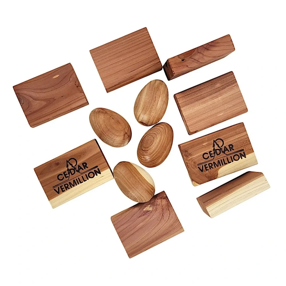 Cedar Vermillion Aromatic Cedar Blocks and Eggs, for Clothes Storage & Crafting
